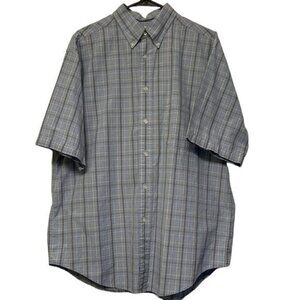 Turnberry Blue Plaid Checkered Blue White Button Down Shirt Size Large EUC #1870